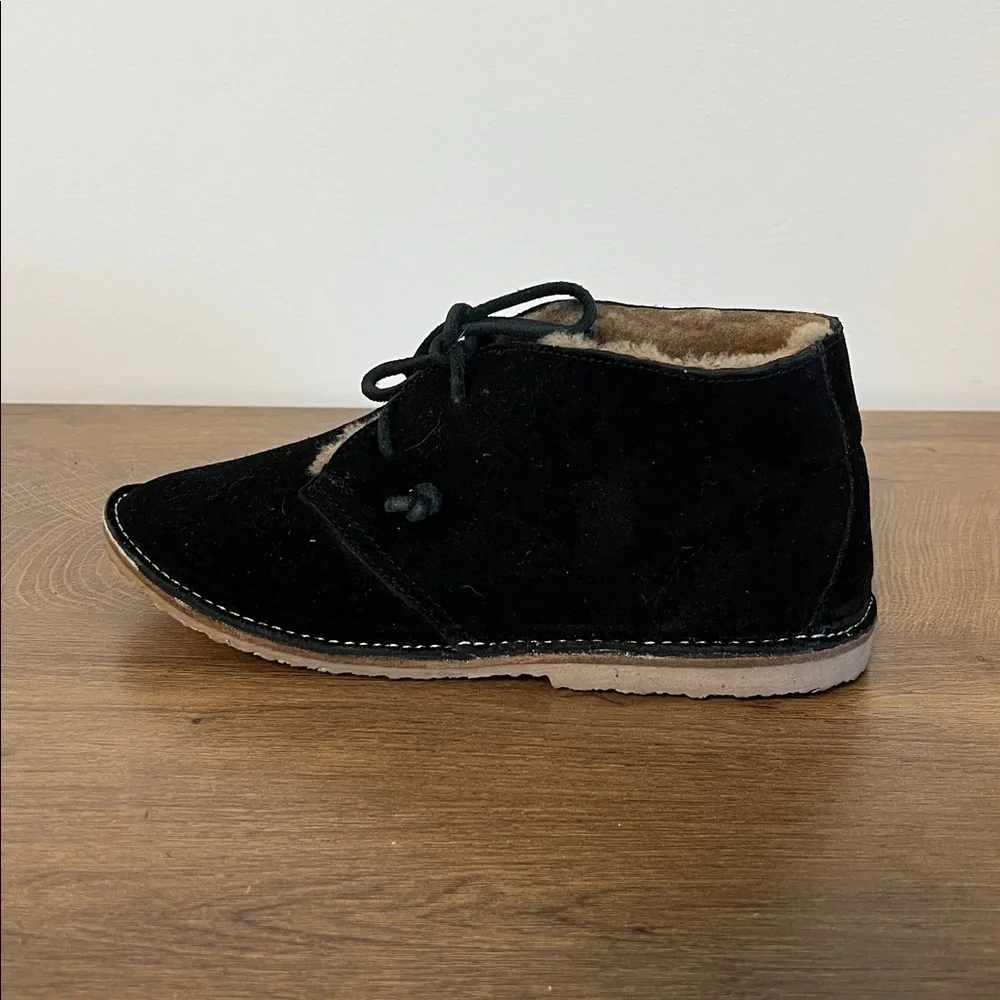 Free People BEEK Penguin Shearling-Lined Booties Ankle Boots Black Suede US 7